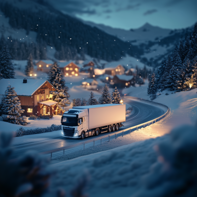 Truck in Winter Night
