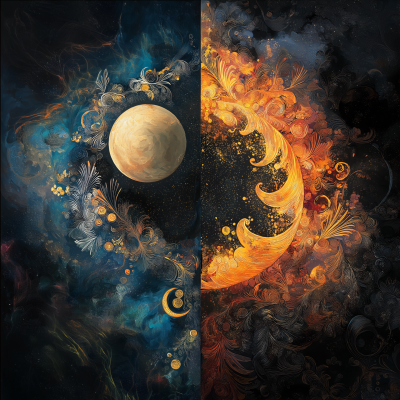 Abstract Sun and Moon Blend