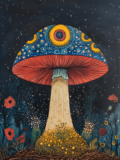 Psychedelic Mushroom Acrylic Study