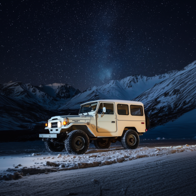 Toyota Land Cruiser in Winter Night