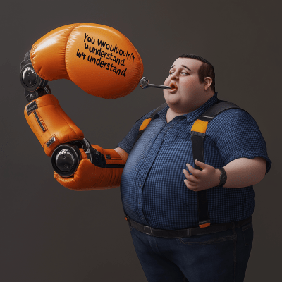 Chubby Man with Inflatable Arm