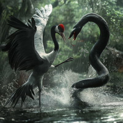 Crane vs Snake Battle