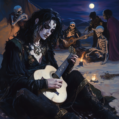 Gothic Bard at Desert Campsite