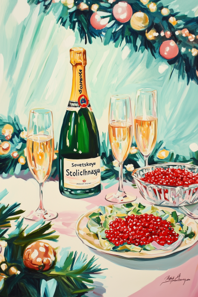 Festive Soviet New Year’s Table