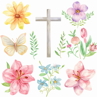 Easter Watercolor Clipart Set