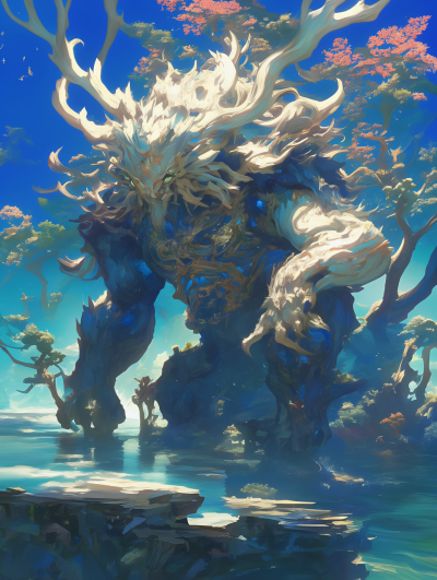 Coral Golem in an Underwater Landscape