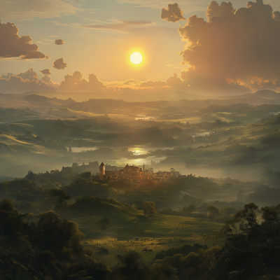 Glowing Orb Over Village