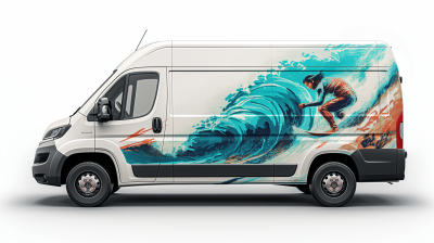 Surfer on a Stickered Van
