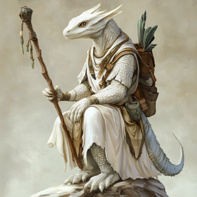 Female White Lizardfolk Druid