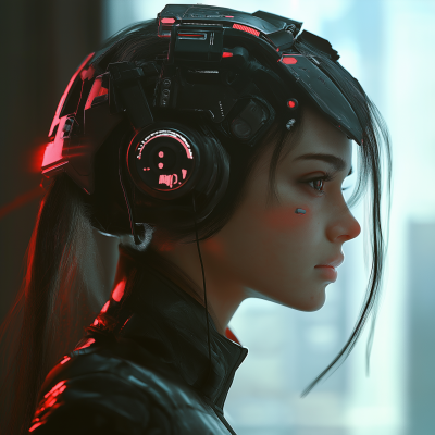 Cyberpunk Girl in Side View