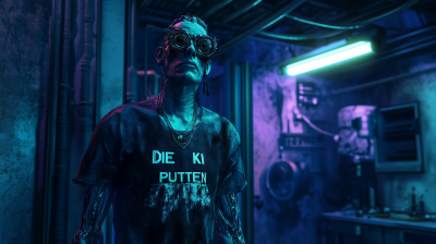 Futuristic Punk Style Man in Lab