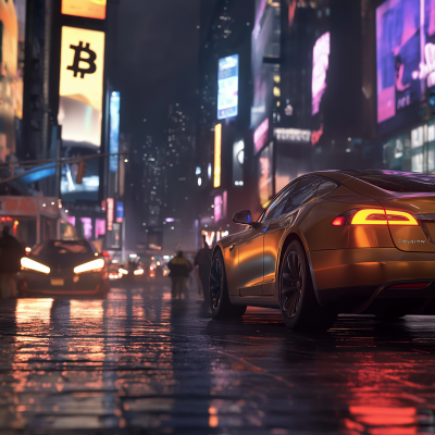 Futuristic New York Bitcoin Monitor