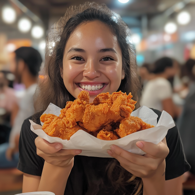 Enjoying Fried Chicken