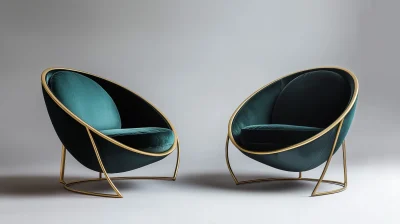 Modern Dark Teal and Gold Chair