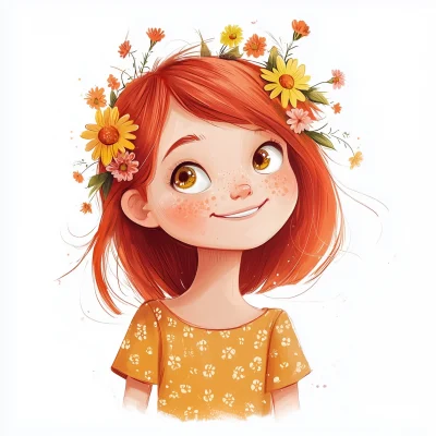 Whimsical Girl with Flowers