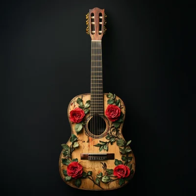 Vintage Spanish Guitar with Roses