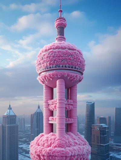 Surreal Pearl Tower in Pink