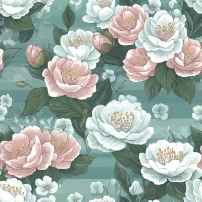 Pastel Camellia Floral Pattern