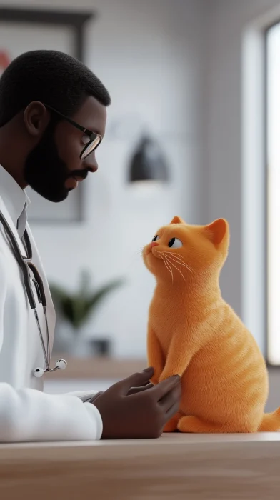 Concerned Doctor and Cat