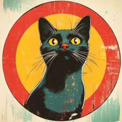 Vintage Bauhaus Cat Emblem