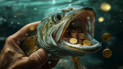 Hand Holding Fish with Coins