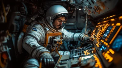 Male Astronaut in Spaceship