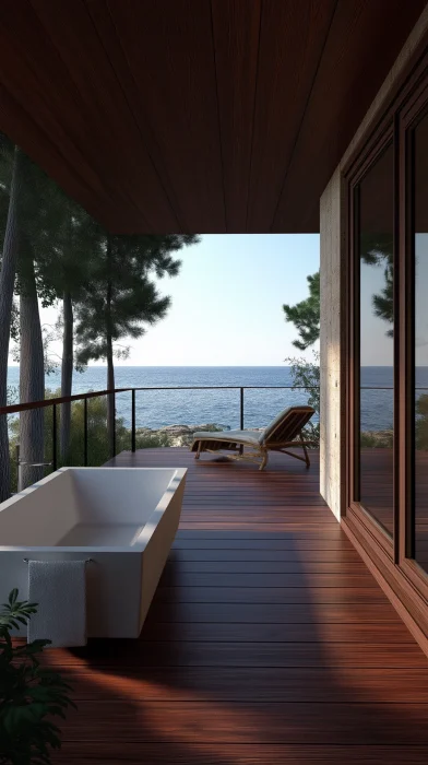 Luxury Minimalist Bathroom Overlooking Cliffs