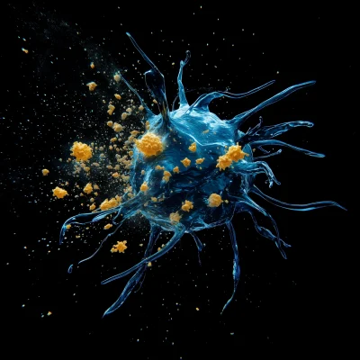 Blue Cancer Cell in Distress