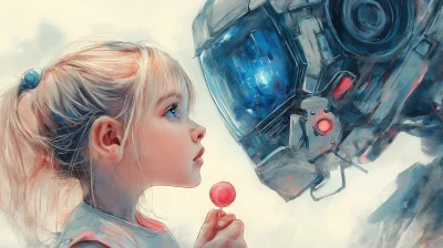 Girl with Candy and Robot