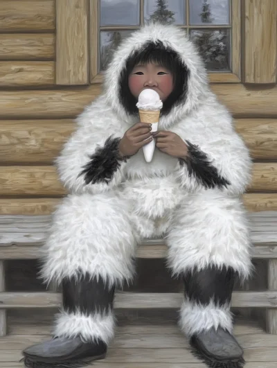 Inuit Enjoying Ice Cream