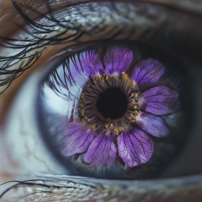 Violet Flowers in Pupil