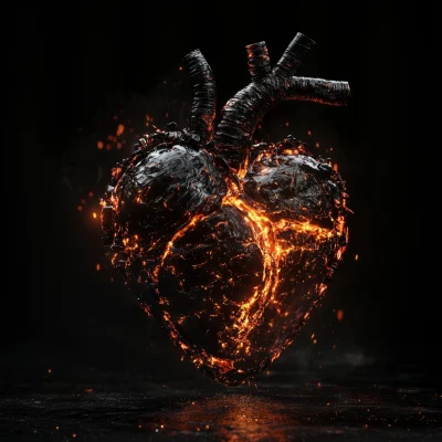 Charred Heart on Fire