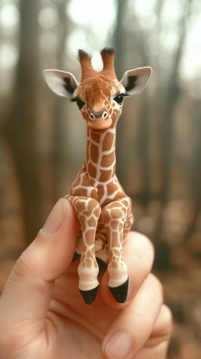 Tiny Giraffe on Fingers