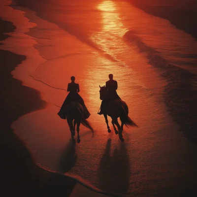 Sunset Riders on the Beach