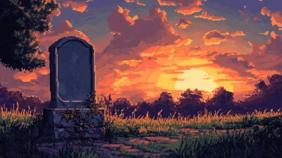 Giant Gravestone at Sunset