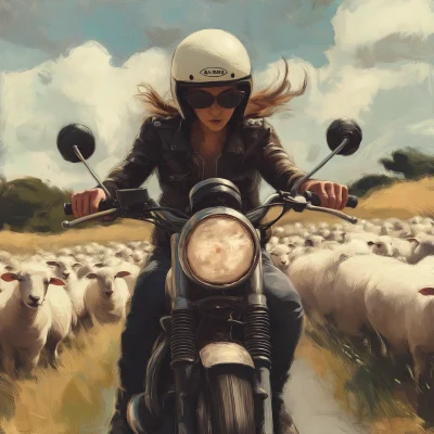 Riding Through Sheep