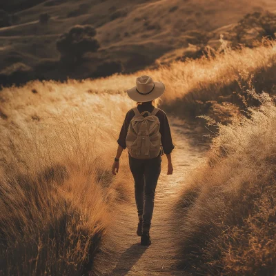 Lone Traveler on a Winding Path