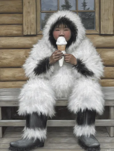 Inuit Enjoying Ice Cream