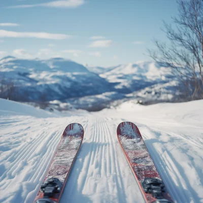 Ski Equipment in Winter Landscape