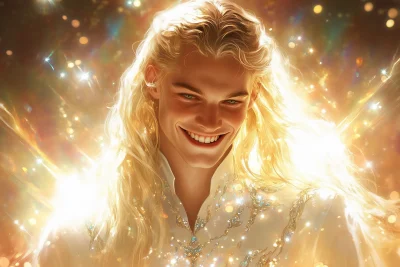 Elegant Man in Iridescent Scales