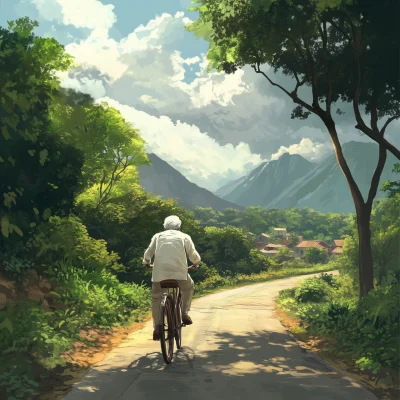 Old Man on Bicycle