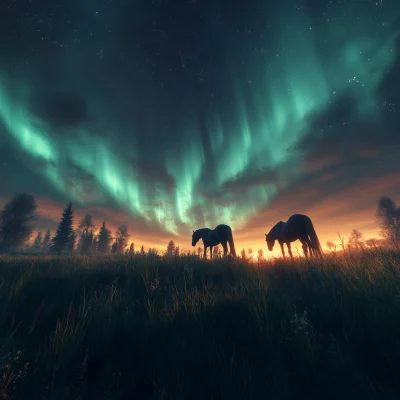 Celestial Horses and Northern Lights