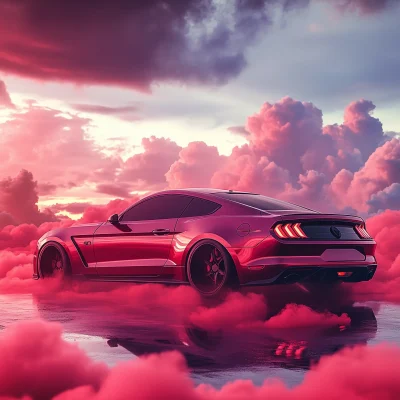 Sleek Red Mustang