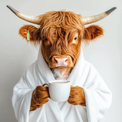 Highland Cow in a Bathrobe