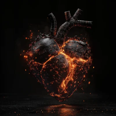 Charred Heart on Fire