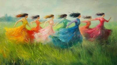 Colorful Women in Motion