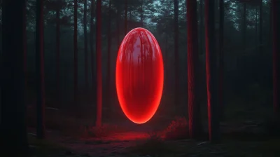 Surreal Red Ellipse in the Forest