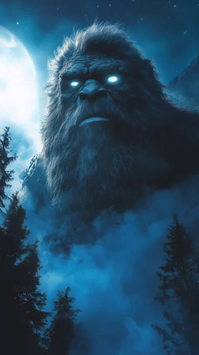 Bigfoot in the Moonlit Forest