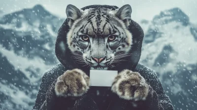 Snow Leopard with Card