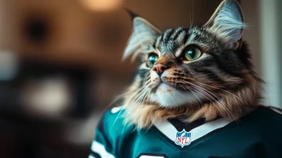 Cat in Philadelphia Eagles Jersey